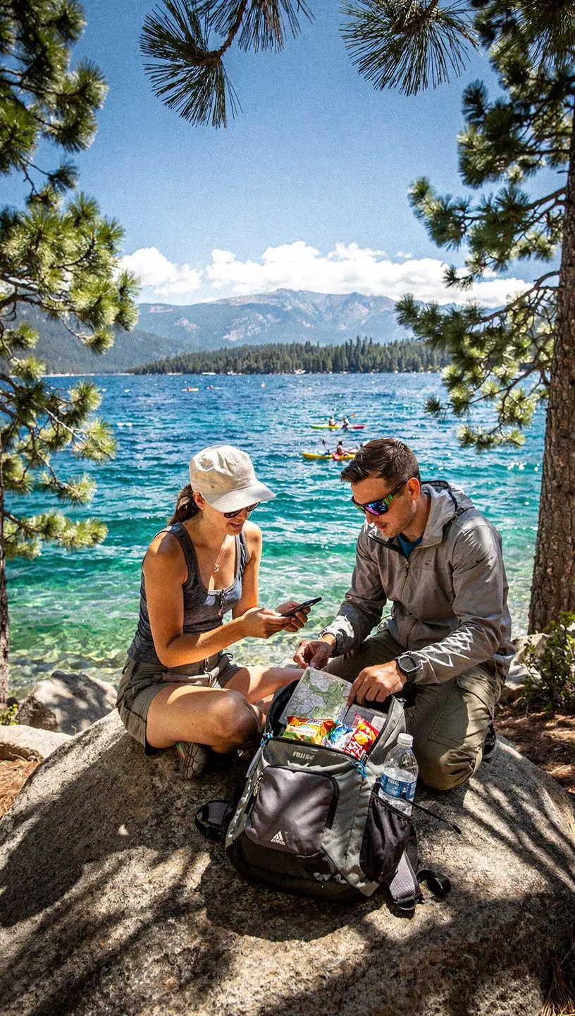 Семья, наслаждающаяся пикником на лужайке среди деревьев в парке.